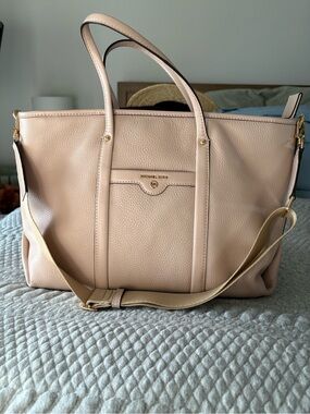 Michael Kors Pale Pink Pebbled Leather Tote with Removable Strap